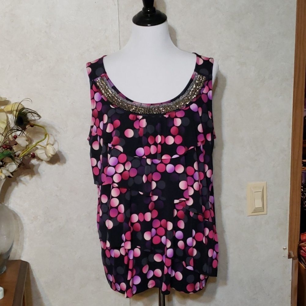 Lane Bryant polka dot ruffle tank